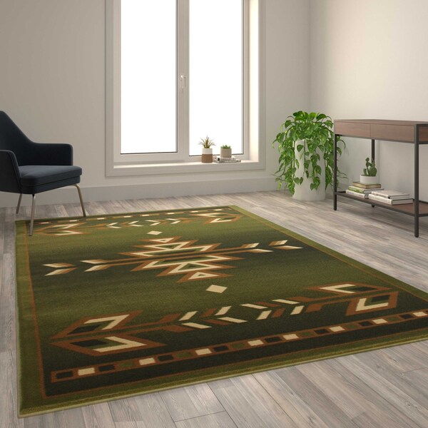 Flash Furniture Green 6 x 9 Southwestern Style Patterned Area Rug OKR-RG1113-69-GN-GG - main